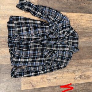 Black and Blue Plaid Flannel Shirt